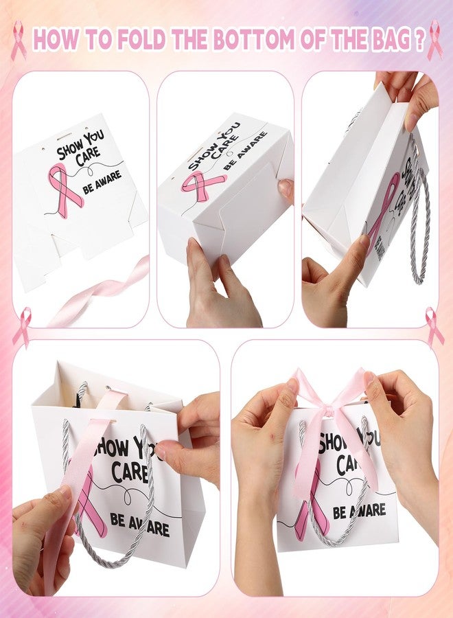 Weekgrat 25 Pack Paper Breast Cancer Awareness Gift Bags Small Pink Ribbon Bags with Handles Bow Show You Care Breast Cancer Fighter Accessories for Women Men, 5.51 x 2.36 x 4.72 inch - Image 4